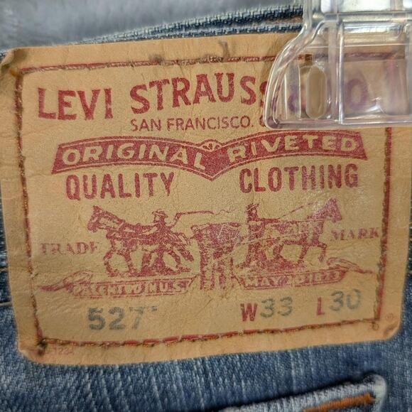 Levis 527 Jeans Mens 33x30 Blue Denim Low Boot Cut Zip Fly Medium Wash Classic - Picture 7 of 14